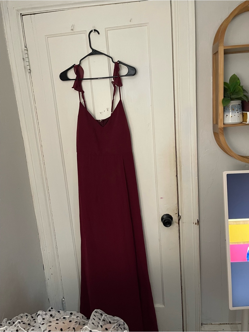 Women’s Burgundy Tie-Shoulder Maxi Dress birdy grey size xl chiffon